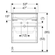 Geberit Ensemble meuble vasque Renova Plan 55x62,2x48 cm, corps noyer, vasque blanche-2