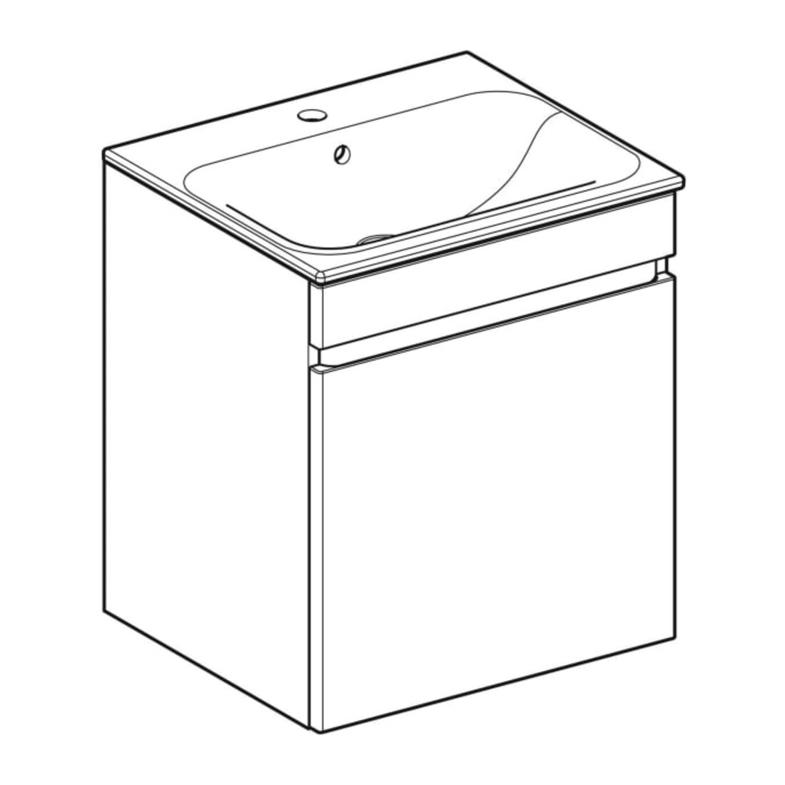 Geberit Ensemble meuble vasque Renova Plan 55x62,2x48 cm, corps noyer, vasque blanche