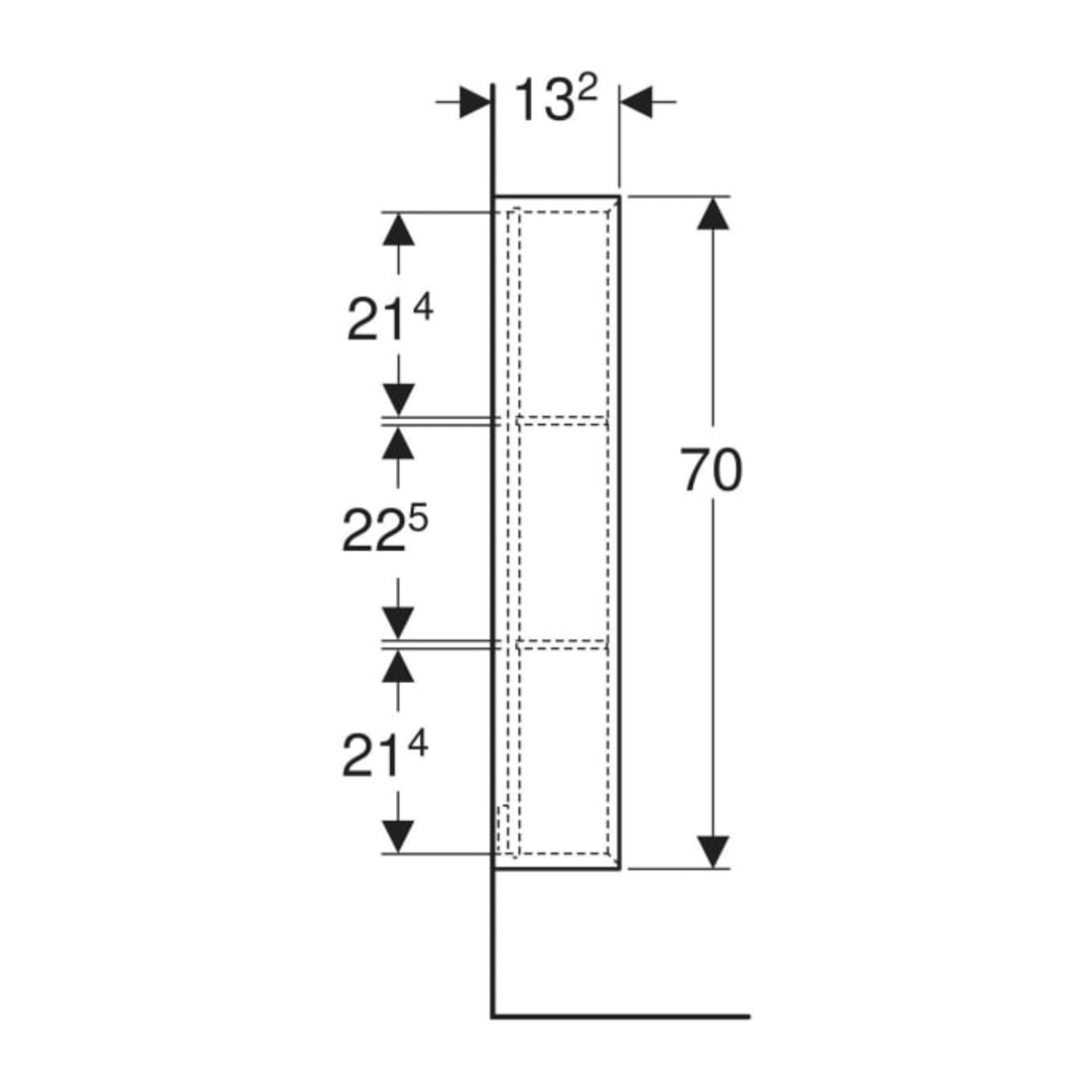 Geberit Étagère 22,5x70x13,2cm, droite, chêne naturel/mélaminé structuré