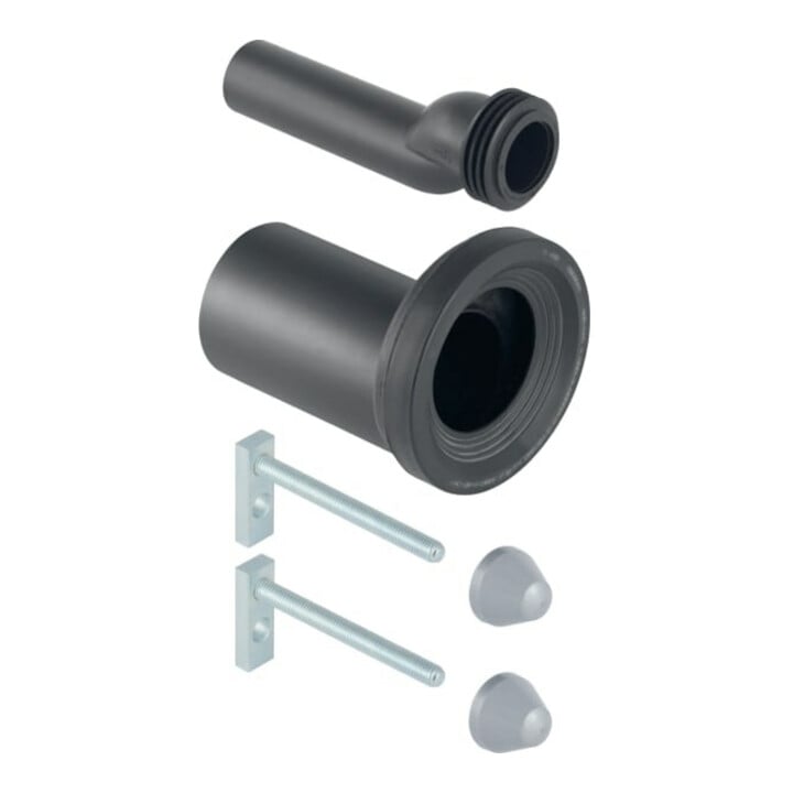 Geberit Garniture de raccordement WC mural d 90/45mm, avec matériel de fixation, étagée, PE-HD, noir