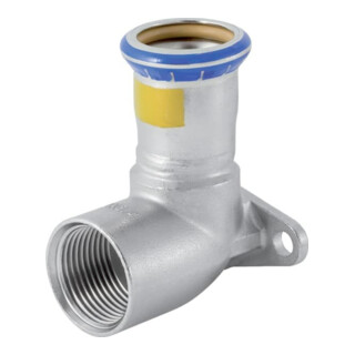 Geberit Gas-Anschlusswinkel Mapress 90G, Edelstahl, 15mmxRp 1/2, Länge 43mm