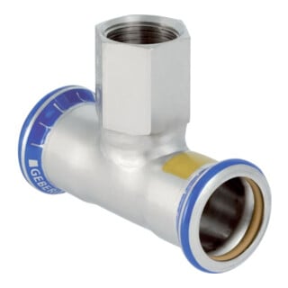 Geberit Gas-T-Stück Mapress d 15xRp 1/2, f Nat u Fl.-Gas, Edelstahl