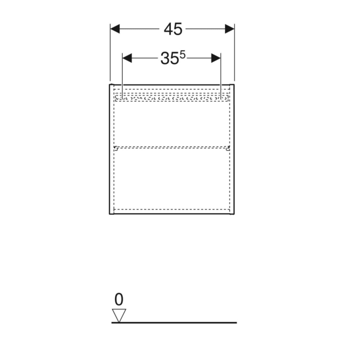 Geberit Hängeschrank 45x46,7x15cm, qu., 1 T., w/lack. hochgl.