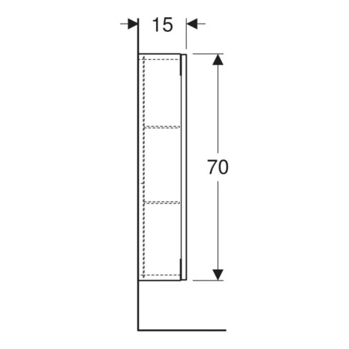 Geberit Hängeschrank 45x70x15cm, re, 1 T, Ei nat./Mel. Struk.