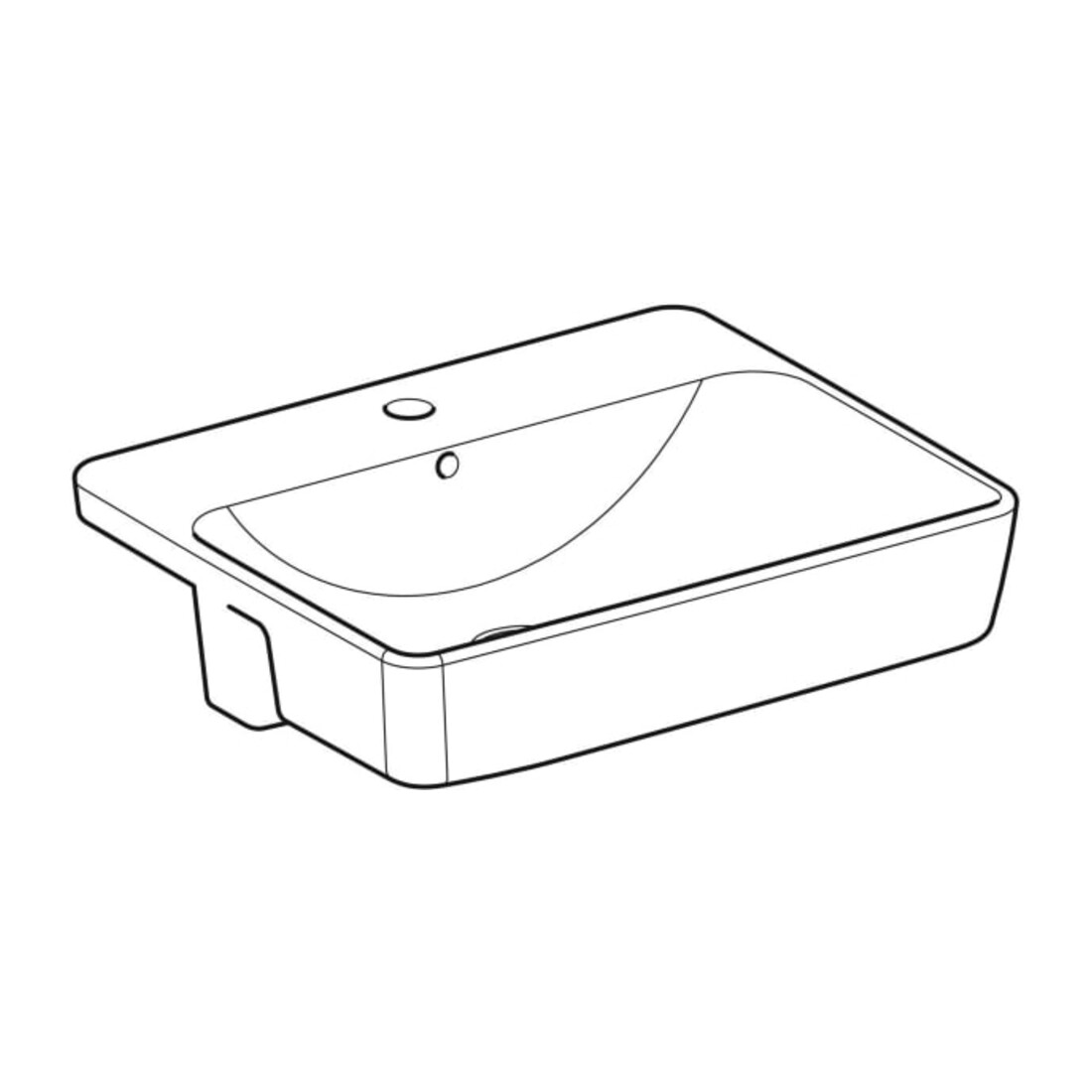 Geberit Halb-Einbauwaschtisch VariForm 55x45cm, m Hahnl., m ÜL, quadr., weiß