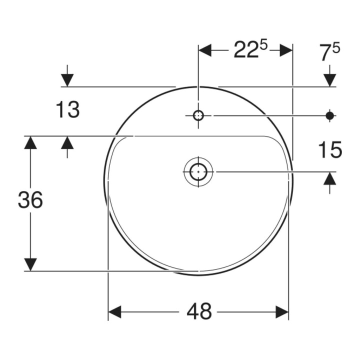 Geberit Halb-Einbauwaschtisch VariForm d 50, m Hahnl., m ÜL, rd, weiß KeraTect