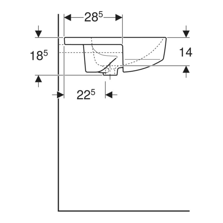 Geberit Halb-Einbauwaschtisch VariForm d 50, m Hahnl., mit Überlauf, rund, weiß