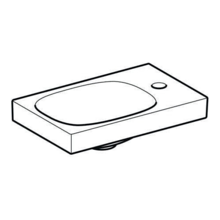 Geberit Handwaschbecken Acanto 40x25cm, asym., o. ÜL, Hahnl. re, weiß