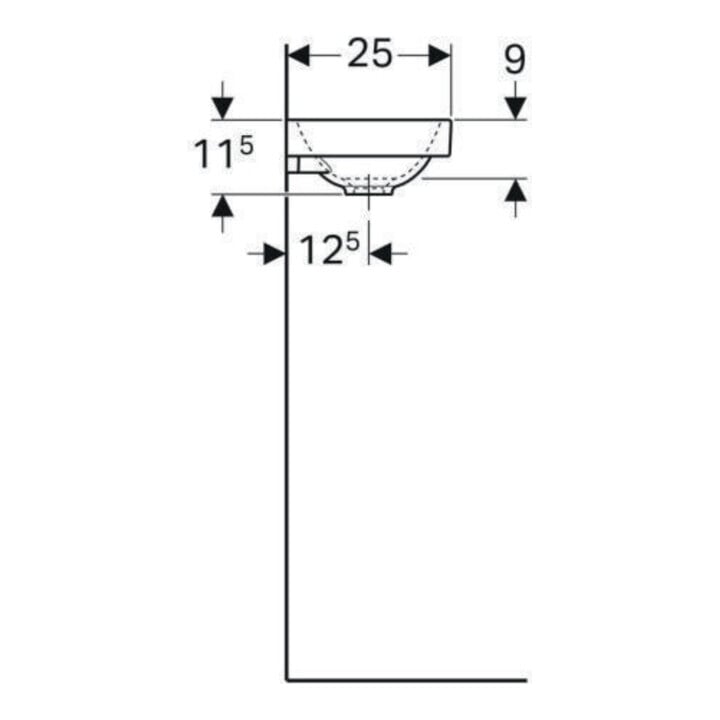 Geberit Handwaschbecken Acanto 40x25cm, asym., o. ÜL, Hahnl. re, weiß