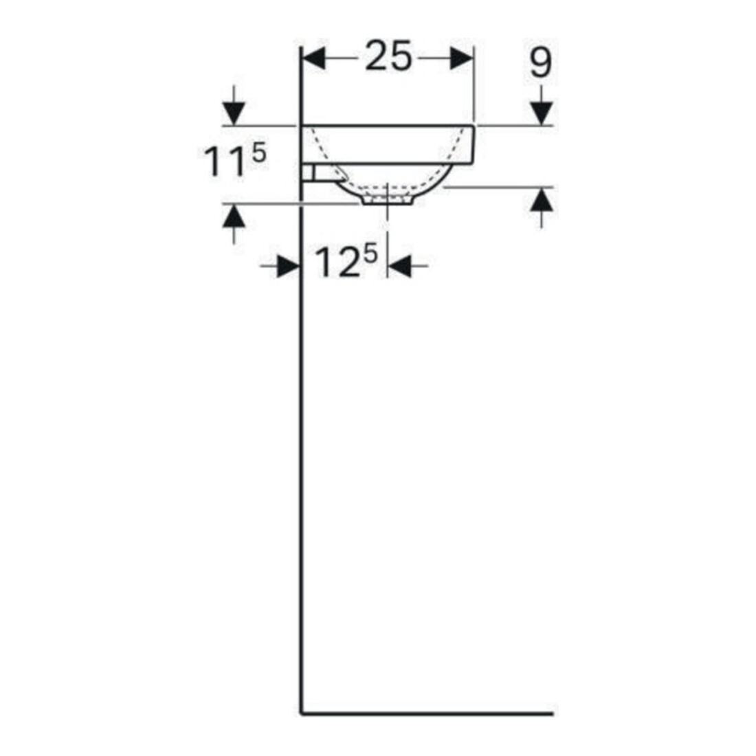 Geberit Handwaschbecken Acanto 40x25cm, asym., o. ÜL, Hahnl. re, weiß