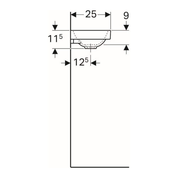 Geberit Handwaschbecken Acanto 40x25cm, asym., o. ÜL, Hahnl. re, weiß