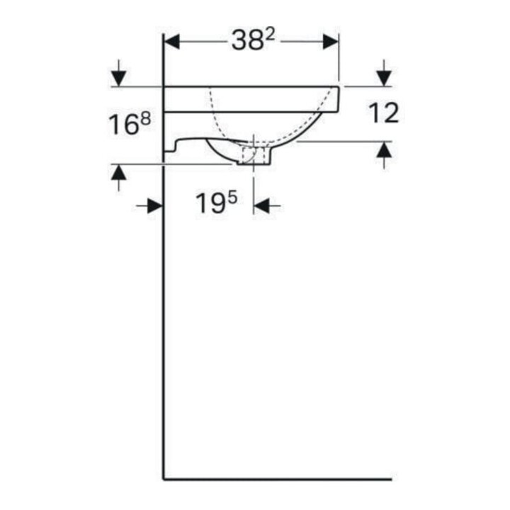 Geberit Handwaschbecken Acanto 45x38cm, m Hahnl., m ÜL, weiß KeraTect