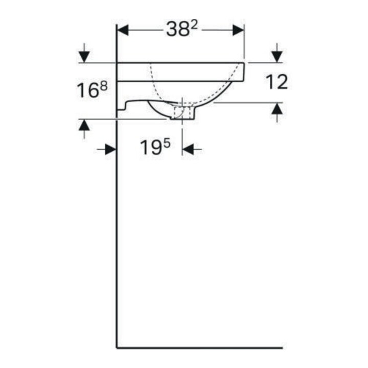 Geberit Handwaschbecken Acanto 45x38cm, m Hahnloch, mit Überlauf, weiß