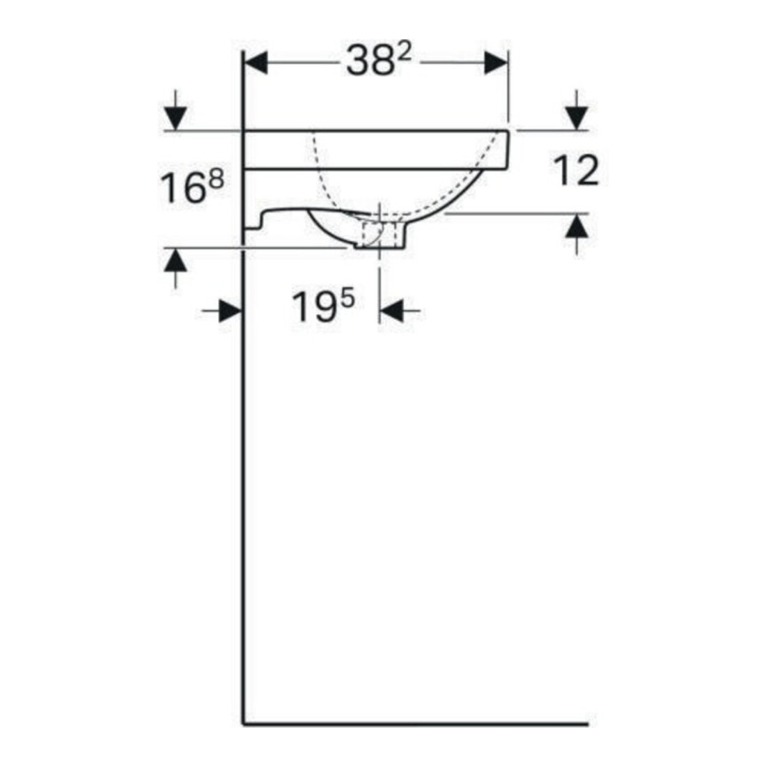 Geberit Handwaschbecken Acanto 45x38cm, m Hahnloch, mit Überlauf, weiß