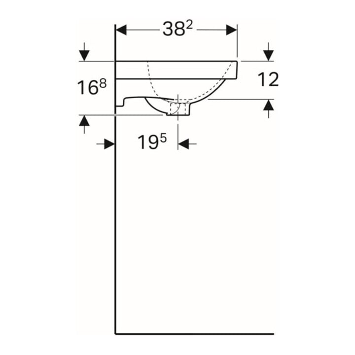 Geberit Handwaschbecken Acanto 45x38cm, m Hahnloch, mit Überlauf, weiß
