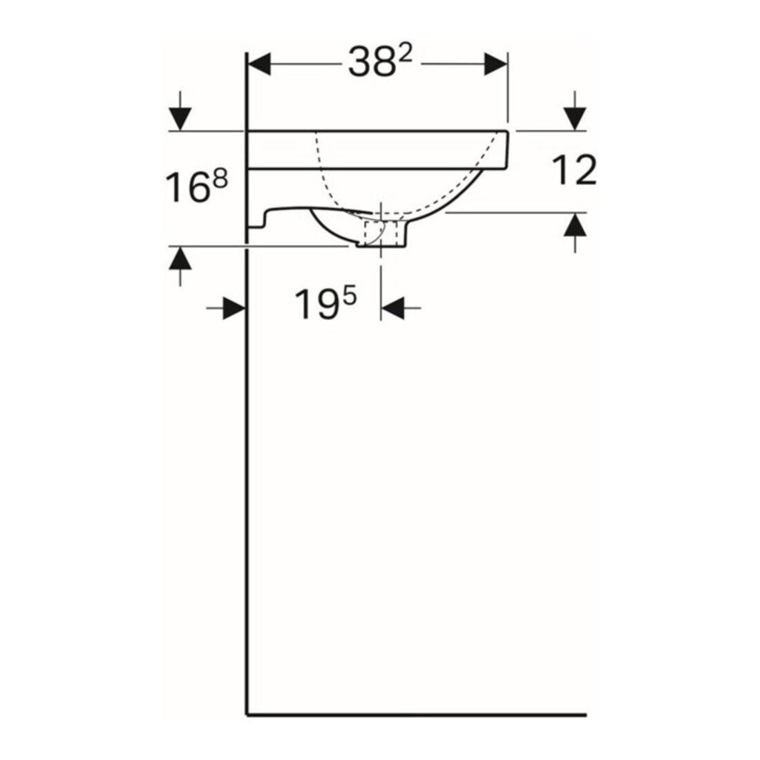 Geberit Handwaschbecken Acanto 45x38cm, m Hahnloch, mit Überlauf, weiß
