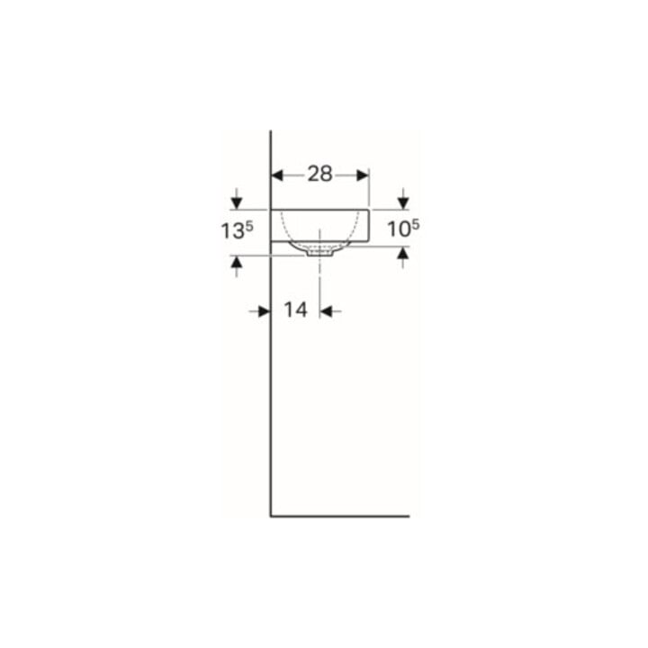 Geberit Handwaschbecken iCon 38x28cm, m Hahnl. re, o. Überlauf, weiß