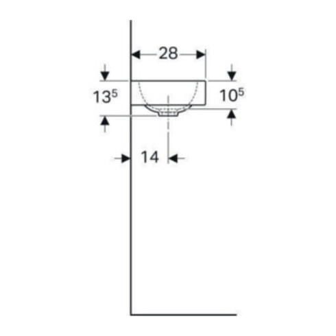 Geberit Handwaschbecken iCon 38x28cm, m Hahnl. re, o. Überlauf, weiß