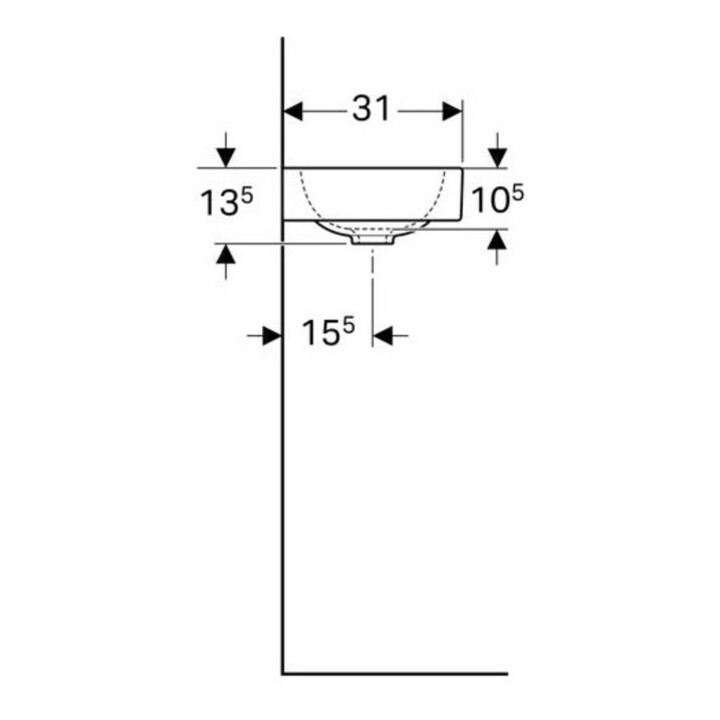 Geberit Handwaschbecken iCon 53x31cm, Abl L, m HL, o. ÜL, we. K-Tect