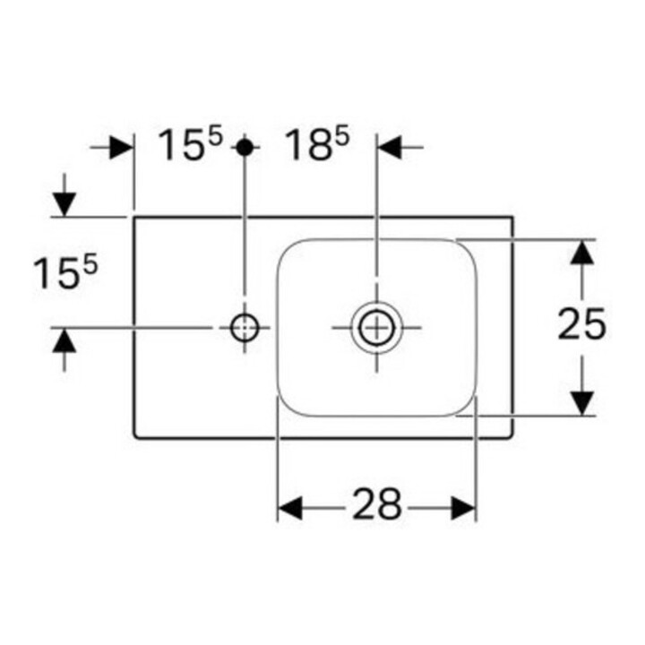 Geberit Handwaschbecken iCon 53x31cm, Abl L, m HL, o. ÜL, we. K-Tect