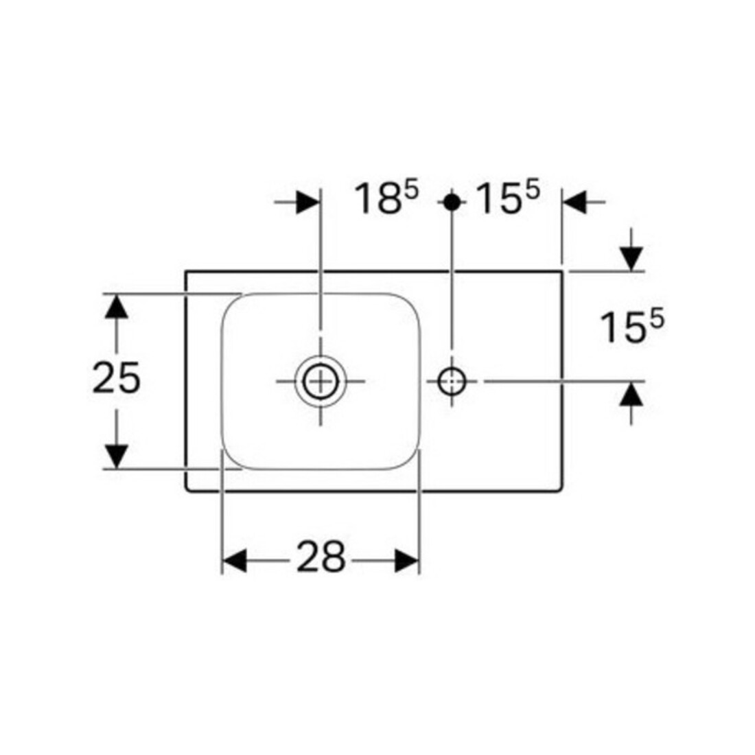 Geberit Handwaschbecken iCon 53x31cm, Abl R, m HL, o. ÜL, we. K-Tect