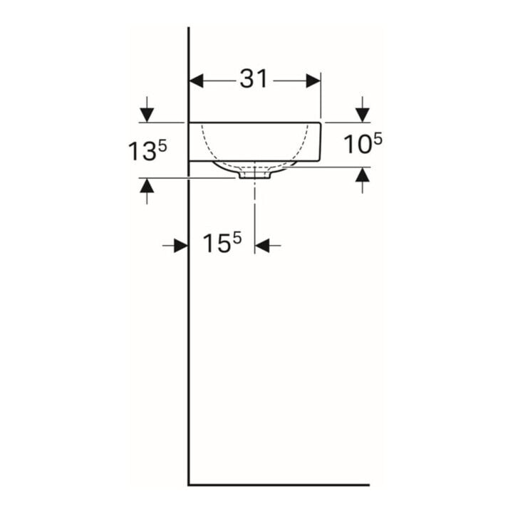 Geberit Handwaschbecken iCon 53x31cm, Abl re, m Hahnl., o. ÜL, we.