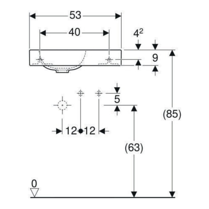 Geberit Handwaschbecken iCon 53x31cm, Abl re, m Hahnl., o. ÜL, we.