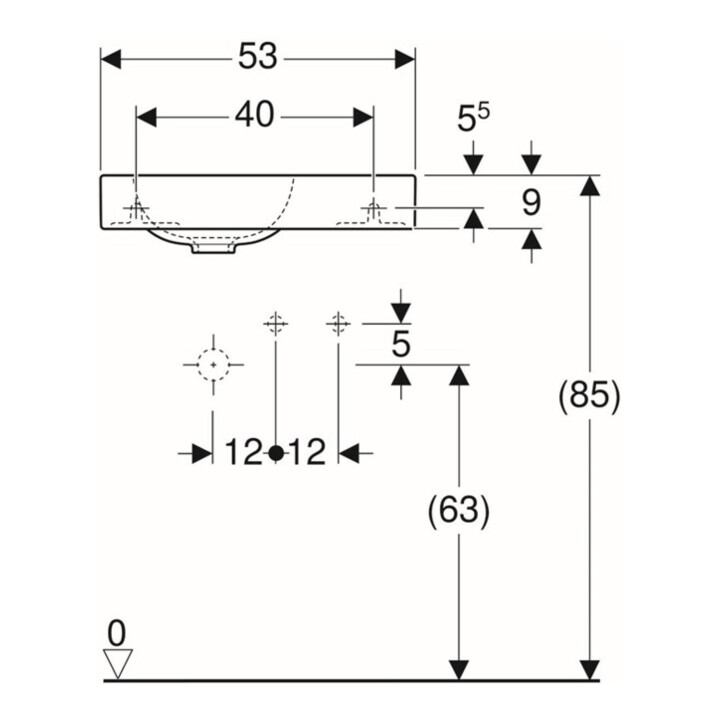 Geberit Handwaschbecken iCon 53x31cm, Abl re, m Hahnl., o. ÜL, we.