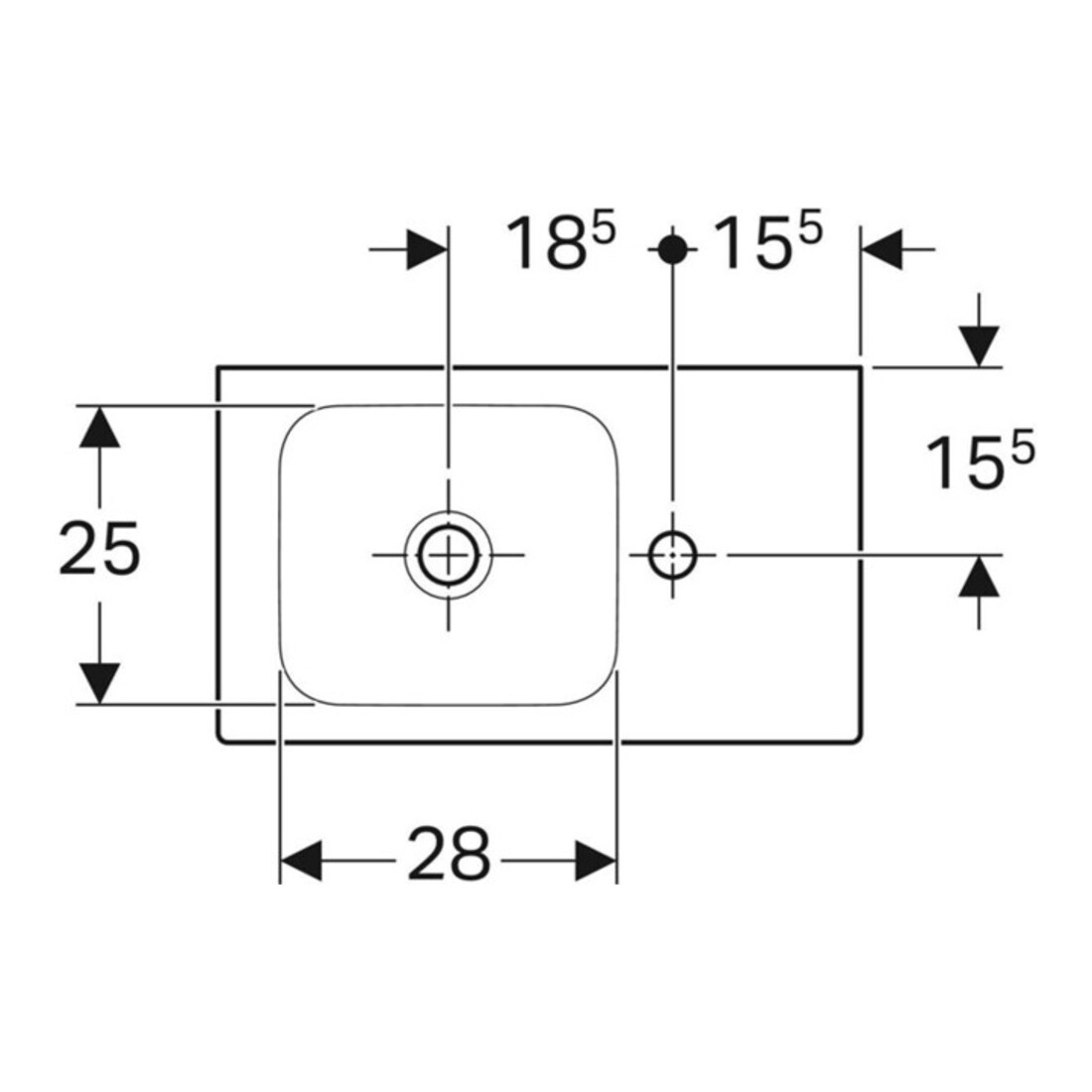 Geberit Handwaschbecken iCon 53x31cm, Abl re, m Hahnl., o. ÜL, we.