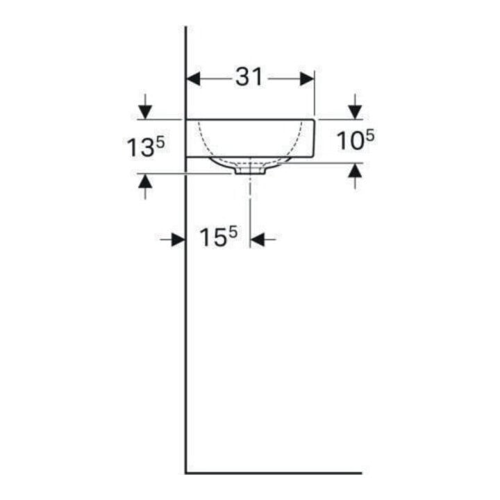 Geberit Handwaschbecken iCon 53x31cm, Abl re, m Hahnl., o. ÜL, we.