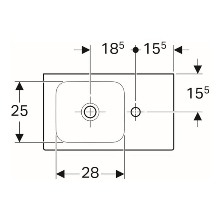 Geberit Handwaschbecken iCon 53x31cm, Abl re, m Hahnl., o. ÜL, we.