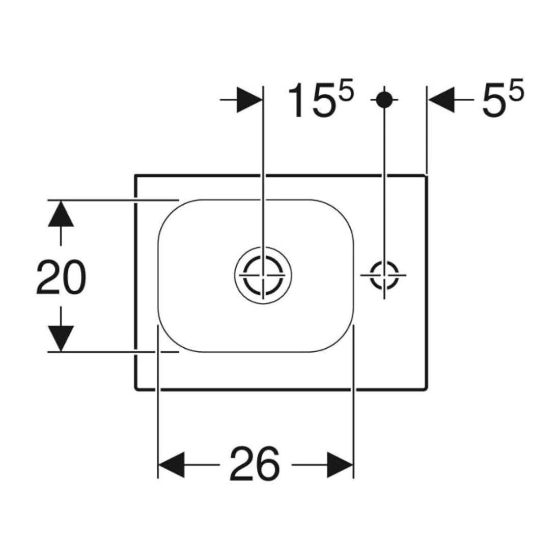 Geberit Handwaschbecken iCon Light 38x28cm, Hahnl. re, ohne Überlauf, weiß