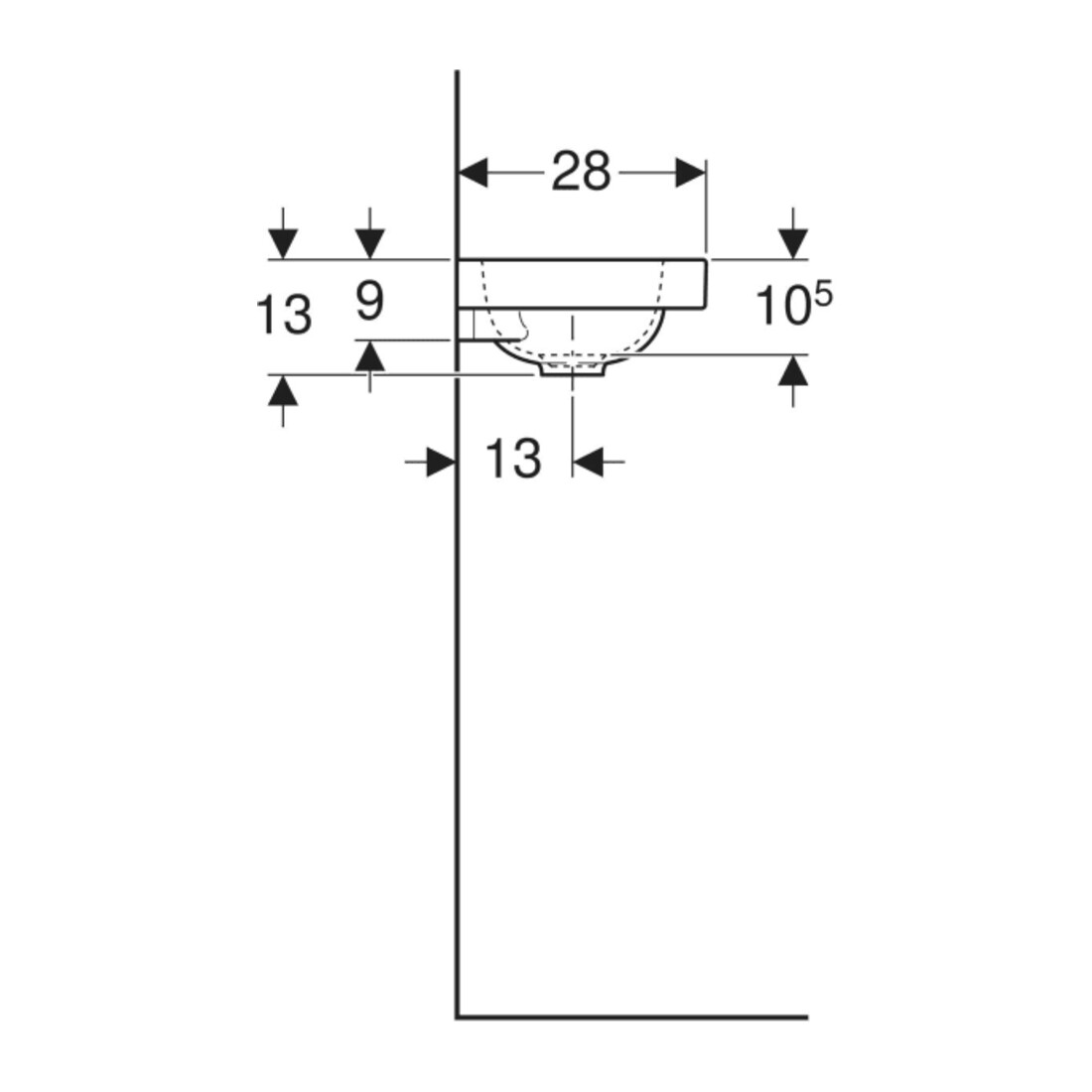 Geberit Handwaschbecken iCon Light 38x28cm, o. Hahnl., o. ÜL, weiß KeraTect