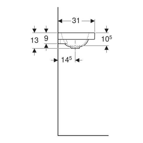 Geberit Handwaschbecken iCon Light 53x31cm, o HL, o. ÜL, m Ablagefl., we.