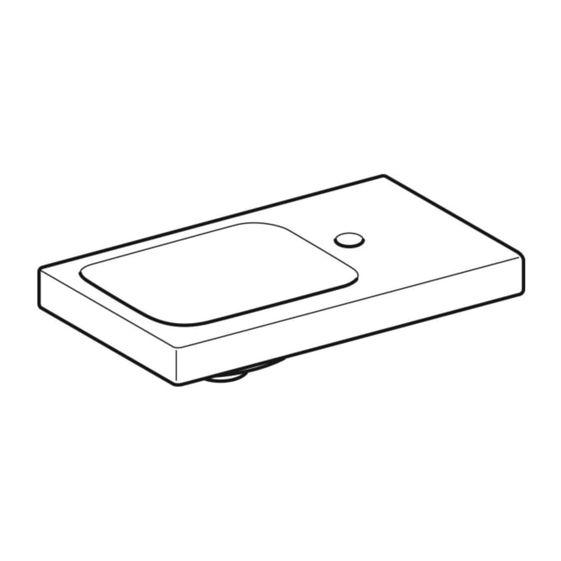 Geberit Handwaschbecken iCon Light 53x31cm, o Ü, HL + Ablagefl. re, we. ma