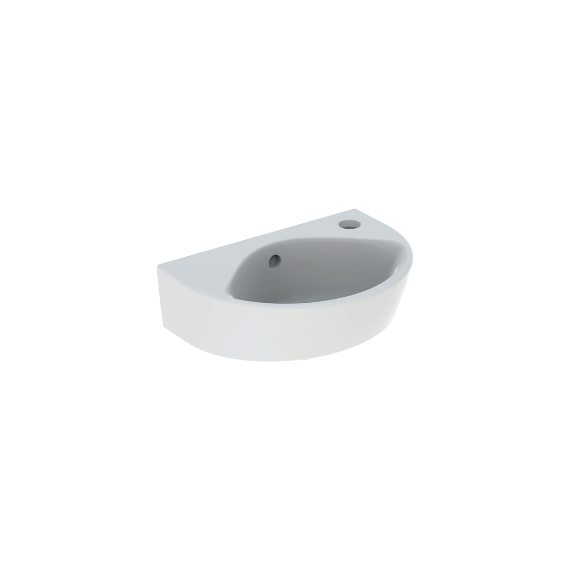 Geberit Handwaschbecken Renova 36x25cm, m HL re, m ÜL, verk. Ausl., we.