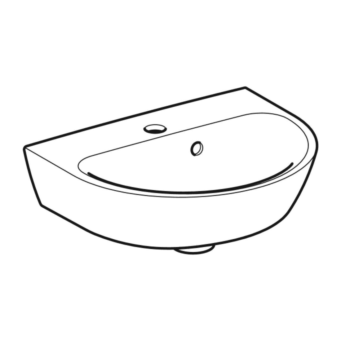 Geberit Handwaschbecken Renova 45x36cm, we., m Hahnl., m ÜL asym.