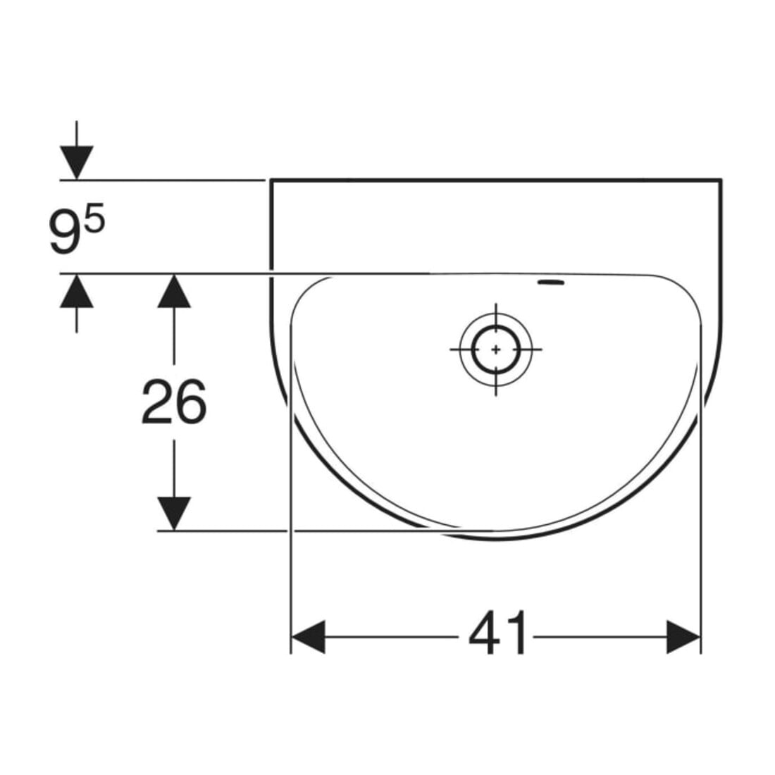Geberit Handwaschbecken Renova 45x36cm, we., o. Hahnl., m ÜL asym.