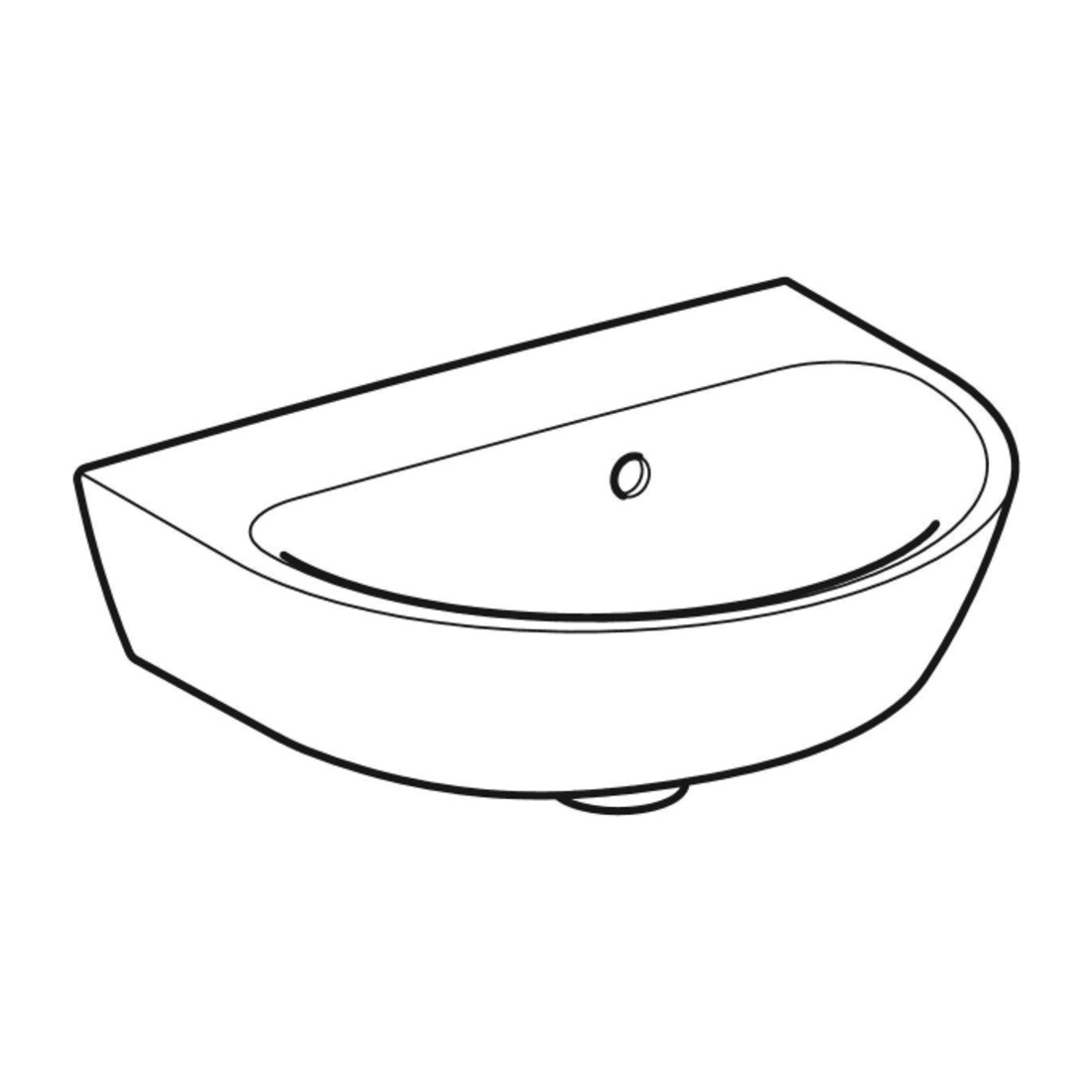 Geberit Handwaschbecken Renova 45x36cm, we., o. Hahnl., m ÜL asym.