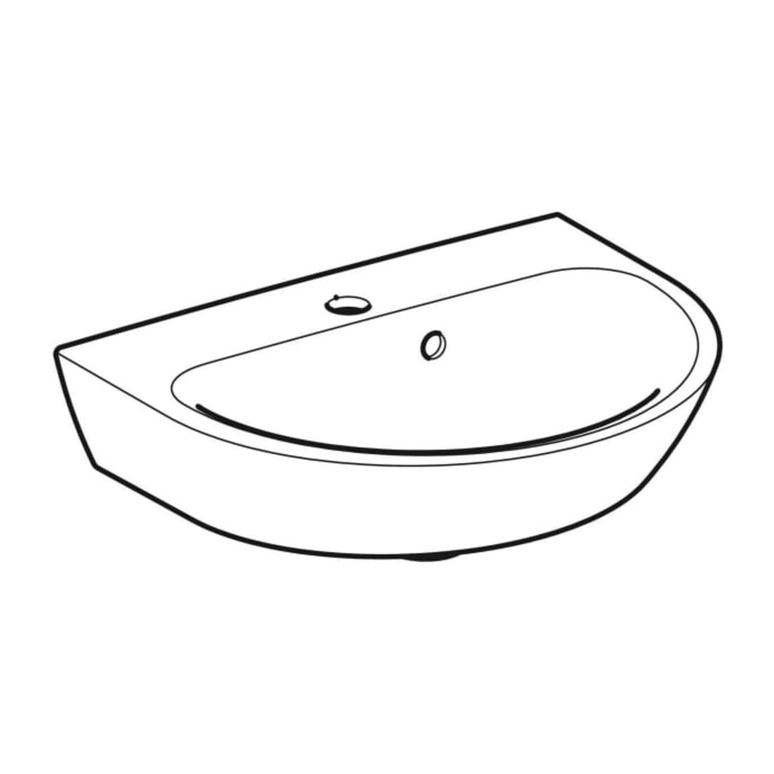 Geberit Handwaschbecken Renova 50x40cm, we/KeraTe, m Hahnl., m ÜL asym.