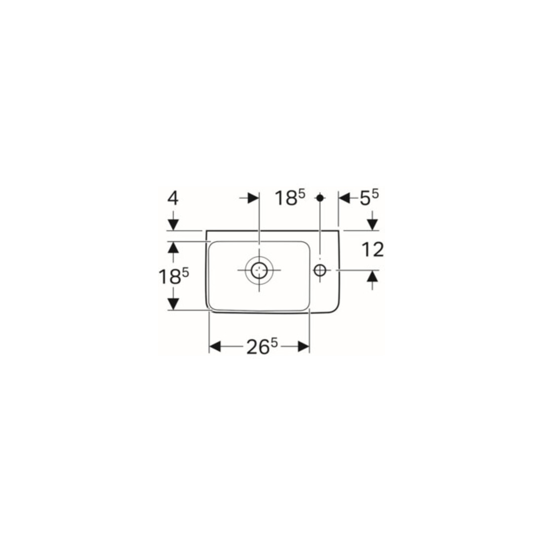 Geberit Handwaschbecken Renova Compact 40x25cm, m ÜL, Hahnloch rechts, weiß