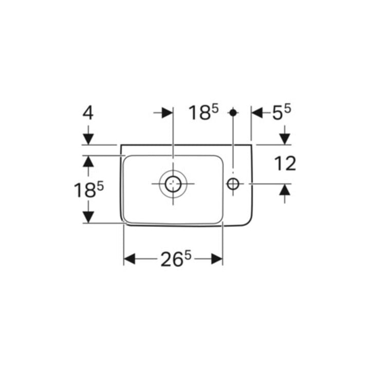 Geberit Handwaschbecken Renova Compact 40x25cm, m ÜL, Hahnloch rechts, weiß