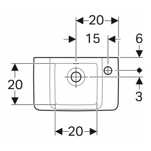 Geberit Handwaschbecken Renova Compact 40x25cm, m ÜL, Hahnloch rechts, weiß