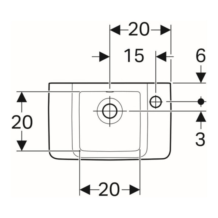 Geberit Handwaschbecken Renova Compact 40x25cm, m ÜL, Hahnloch rechts, weiß