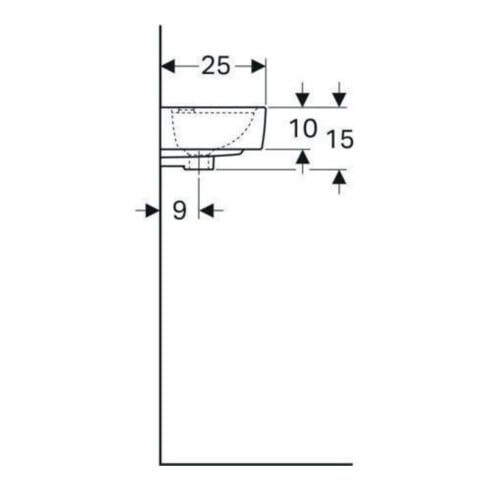 Geberit Handwaschbecken Renova Compact 40x25cm, m ÜL, Hahnloch rechts, weiß