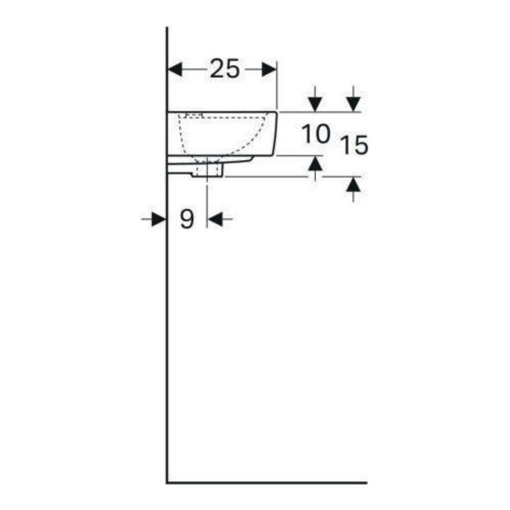Geberit Handwaschbecken Renova Compact 40x25cm, m ÜL, Hahnloch rechts, weiß