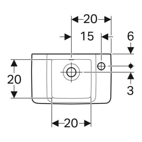 Geberit Handwaschbecken Renova Compact 40x25cm, m ÜL, Hahnloch rechts, weiß
