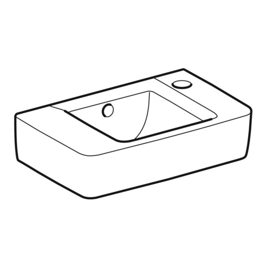 Geberit Handwaschbecken Renova Compact 40x25cm, m ÜL, Hahnloch rechts, weiß