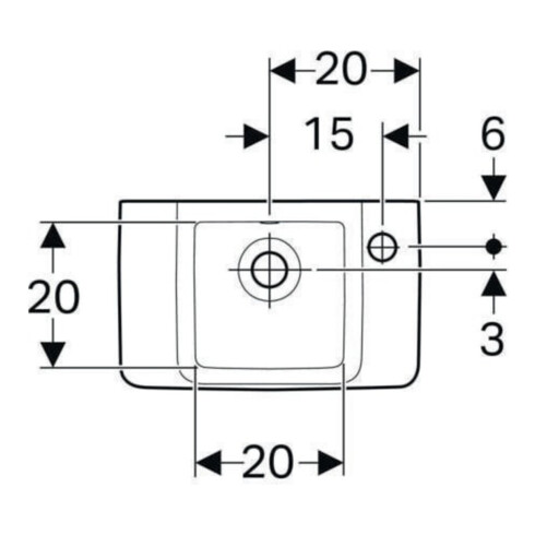 Geberit Handwaschbecken Renova Compact 40x25cm, m ÜL, Hahnloch rechts, weiß