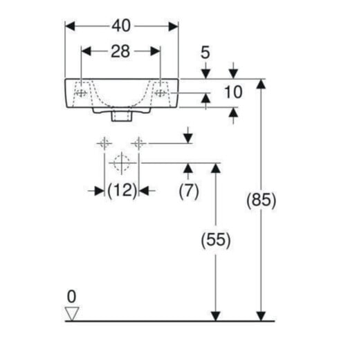 Geberit Handwaschbecken Renova Compact 40x25cm, m ÜL, Hahnloch rechts, weiß
